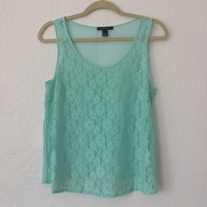 Forever 21 Mint Green Lace Tank Top